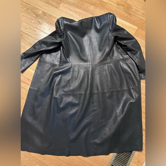 Excellent Condition Vintage 100% Lambskin Leather Long Jacket Trench Coat - Picture 14 of 16